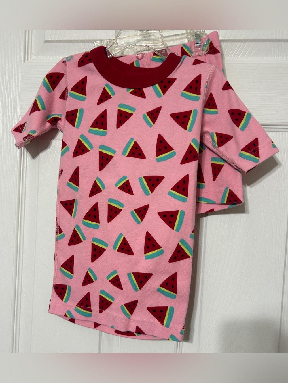 Hanna Andersson Pink Watermelon Shorty Pajamas 2 Piece Girls Size 120 (6-7)